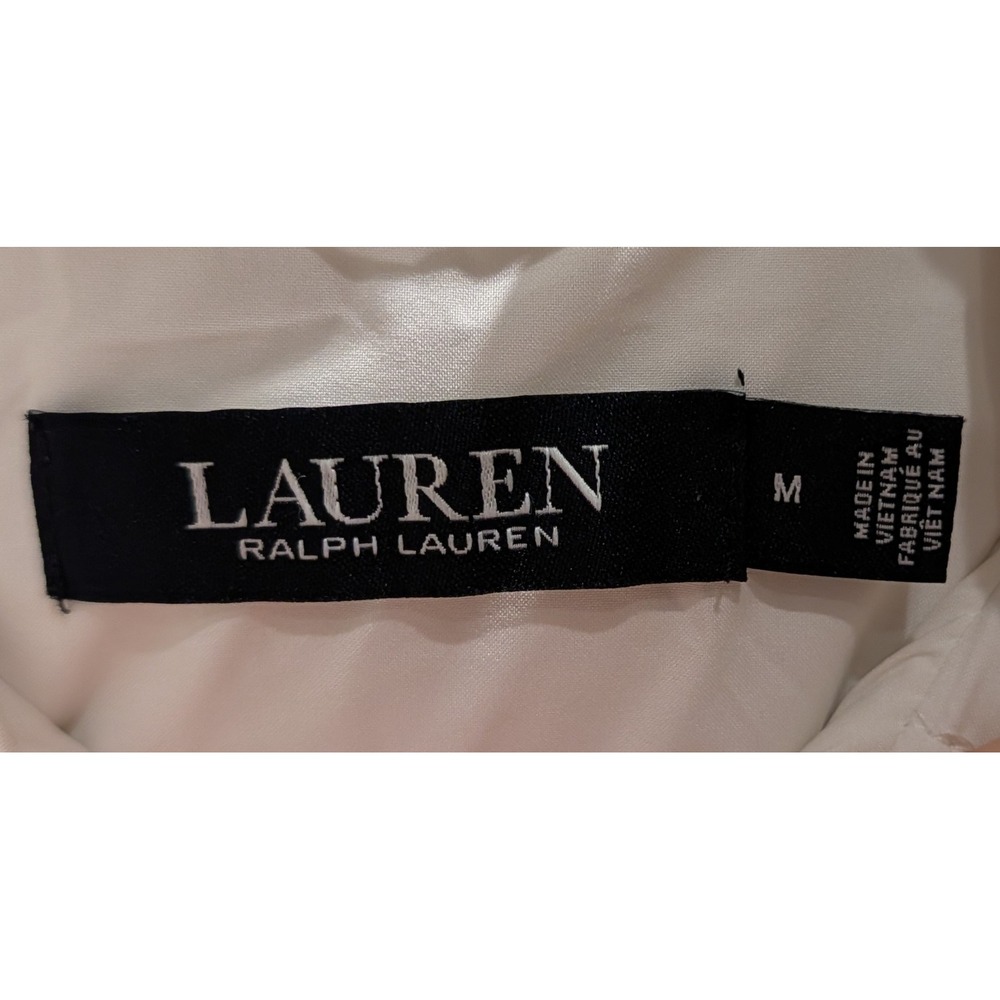Lauren Ralph Lauren Hooded Chevron Quilted Puffer Vest Ivory Cream Womens Medium - Picture 4 of 7